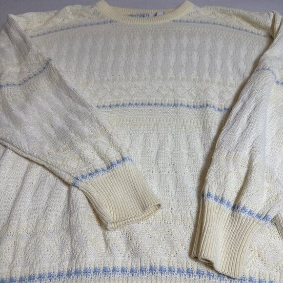 Vintage Jantzen Size Med Men’s Loose Knit Sweater‎ Yellow Blue - Picture 5 of 7